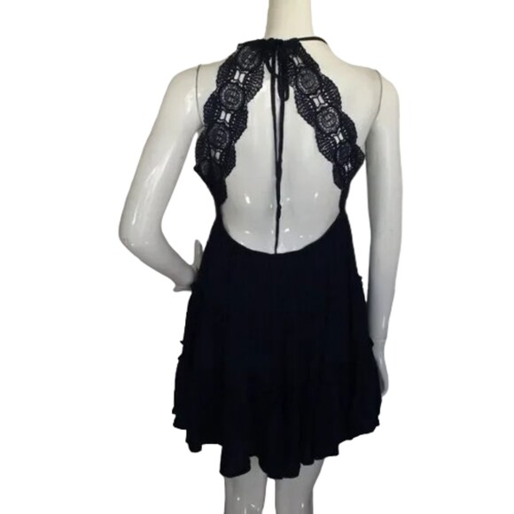 IRIS Dress, M, Lace Cutout Waist/Back straps, Mini/Short, Padded, Navy Blue - Picture 5 of 14